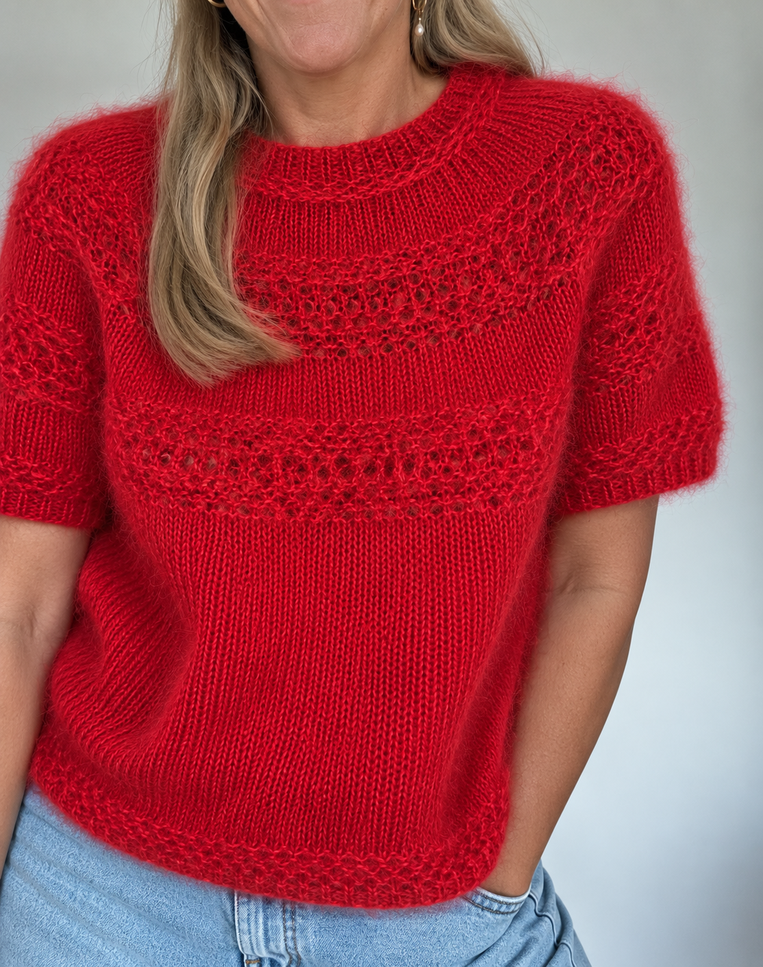 Elinor Blouse frá Jojo Knit - vel stødd og lit (pappírmynstur) - Stødd XS ella S
