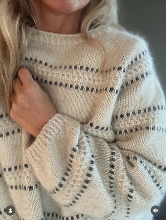 BIRK SWEATER - S - Marcipan/Hvítt/Svart - Pappírmynstur