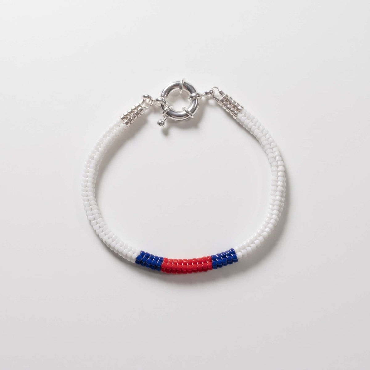 Armband - hvítt/reytt/blátt - silvur