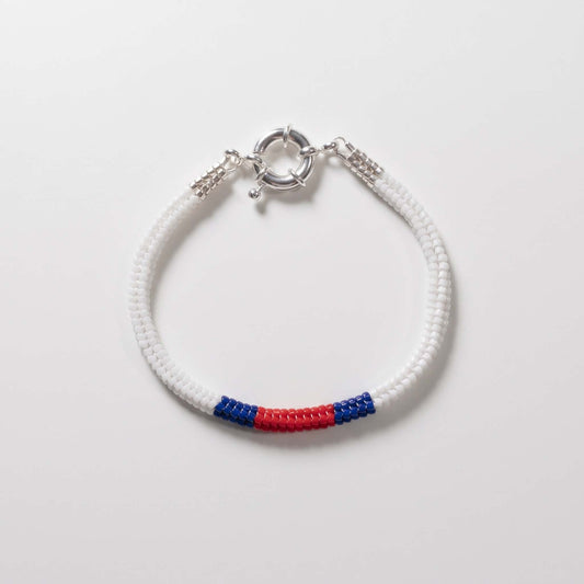 Armband - hvítt/reytt/blátt - silvur